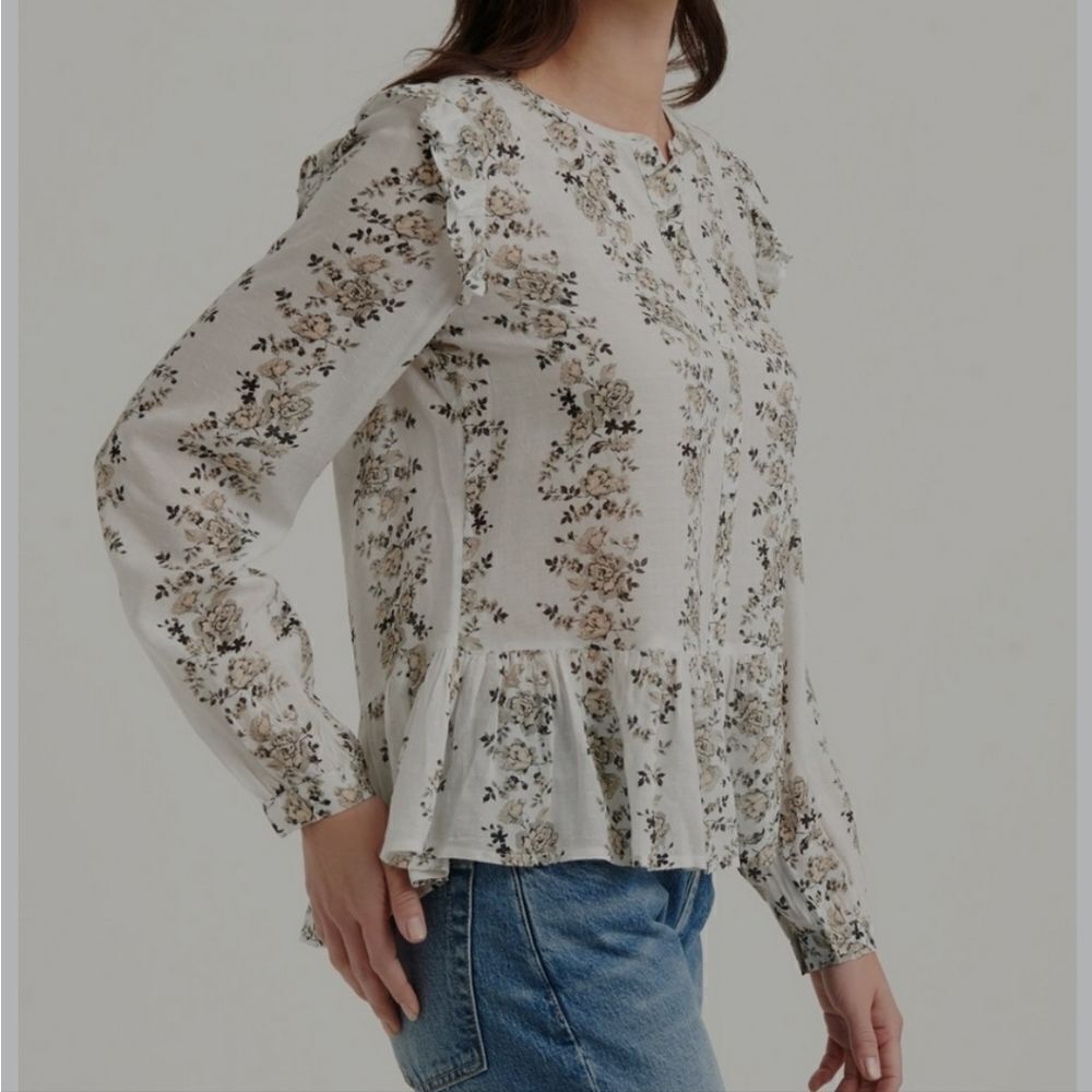 Lucky Brand floral peplum blouse size L